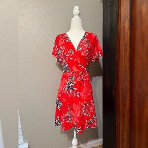 French Connection Floral Faux Wrap Dress Size 0